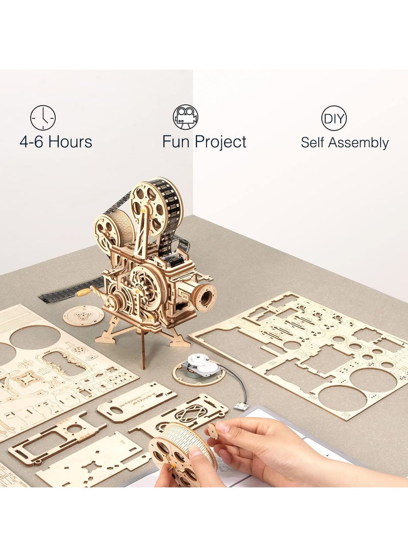 3D Wooden Puzzles, DIY Film Projector Model Building Kits for Adults, Mechanical Craft Kits Vitascope Birthday Gift for Friends and Family - Image 5